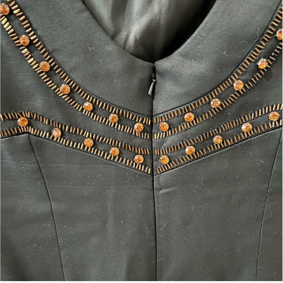Boden Black Sleeveless Sheath Dress Embellished with Gold Orange Gems - Picture 9 of 9